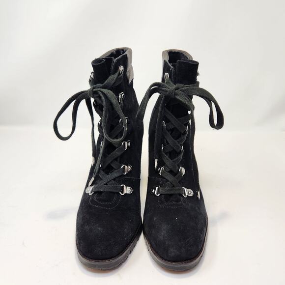 Sam Edelman Womens Carolena Black Suede Biker Lace Up Boots Booties Size 8.5 M - Picture 2 of 9